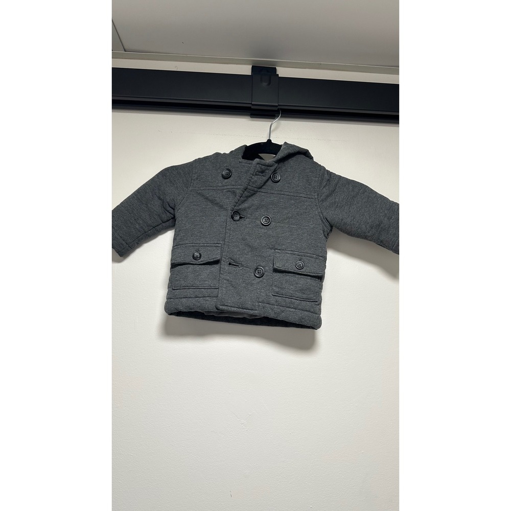 Old Navy Baby's Heather Gray Hooded Pea Coat Jacket 6-12 Months